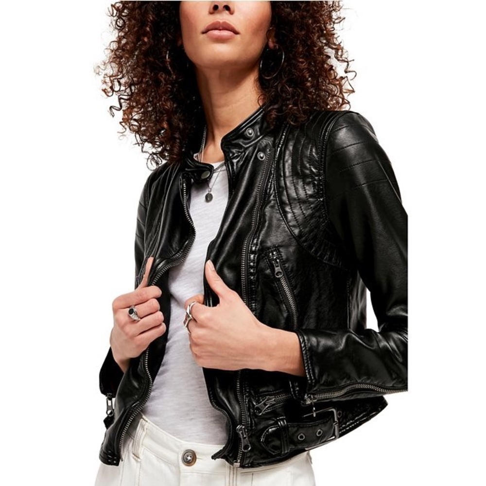 Free People Heartbreaker Faux Leather Moto Jacket